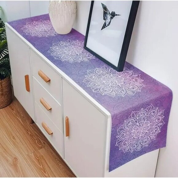 Mandala 100% Linen Purple Table Runner – Elegant Home Décor - Picture 2 of 8